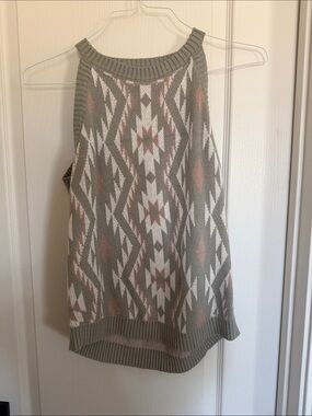 Aztec Knit A-Line Skirt in Sage, Ivory & Blush